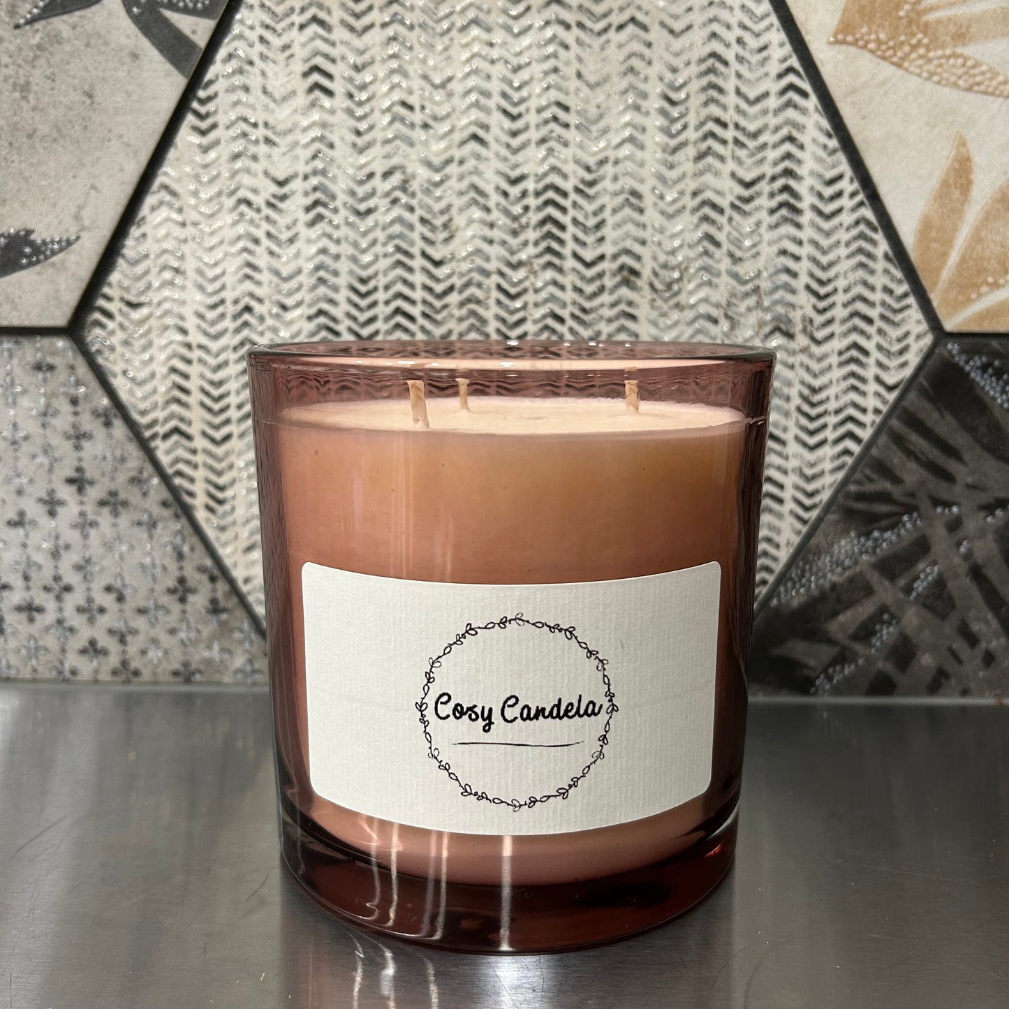 Bougie - Fleur de lin pot rose