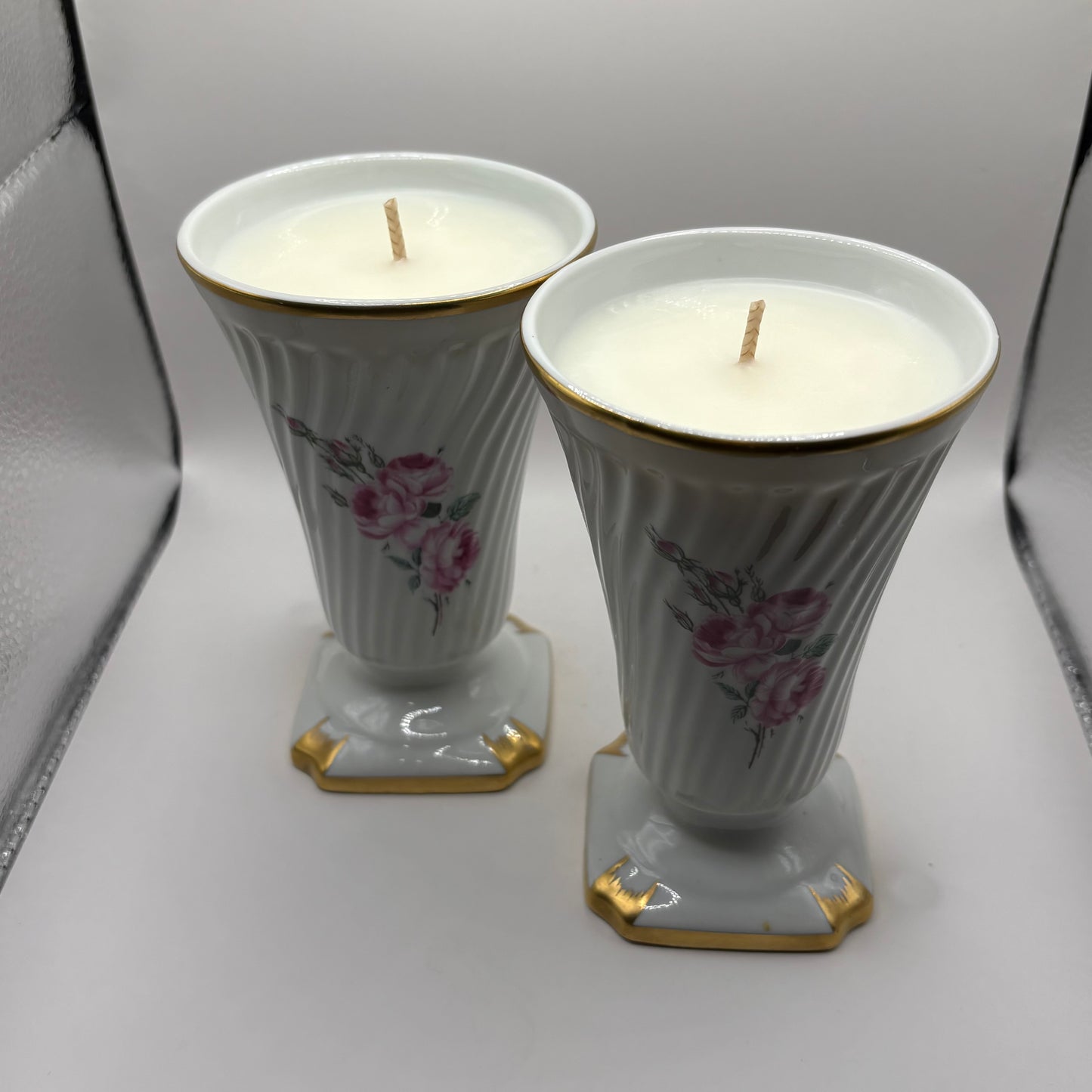 Bougie - Deux mazagrans fleur de coton