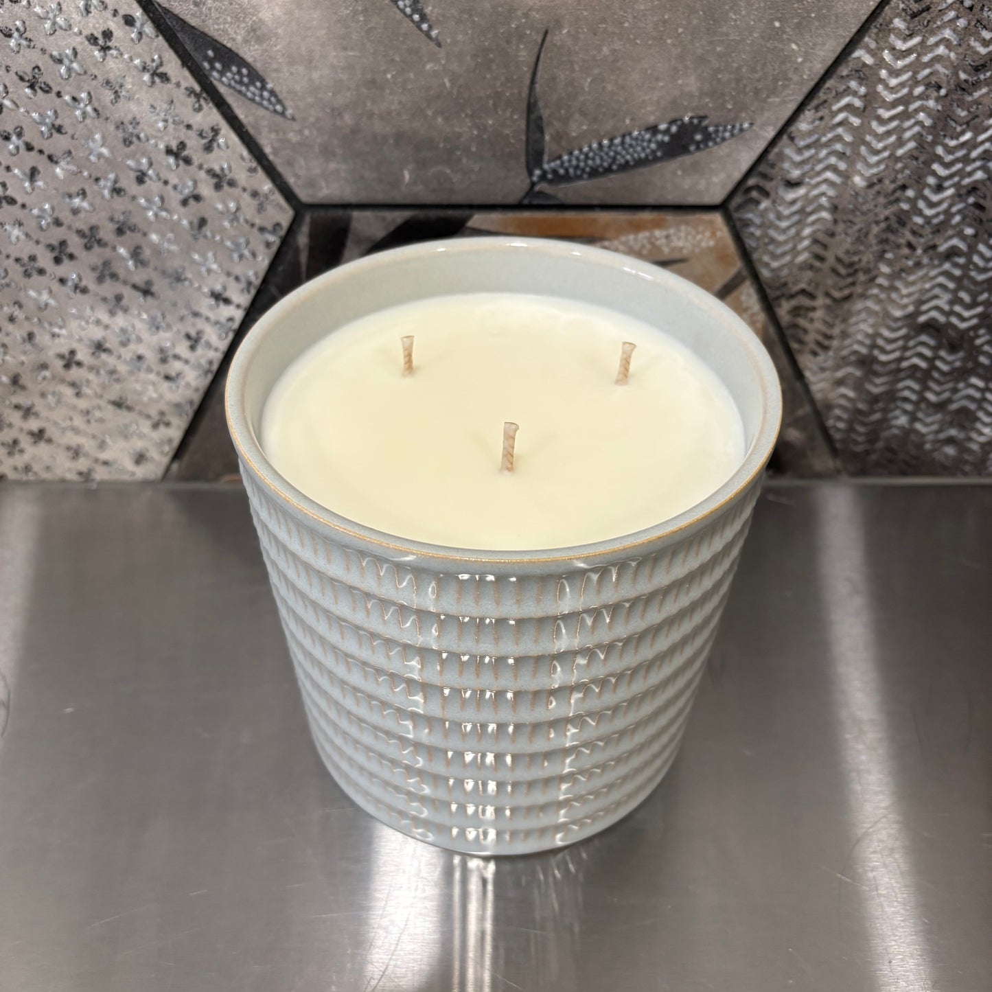 Bougie - Fleur de coton pot gris