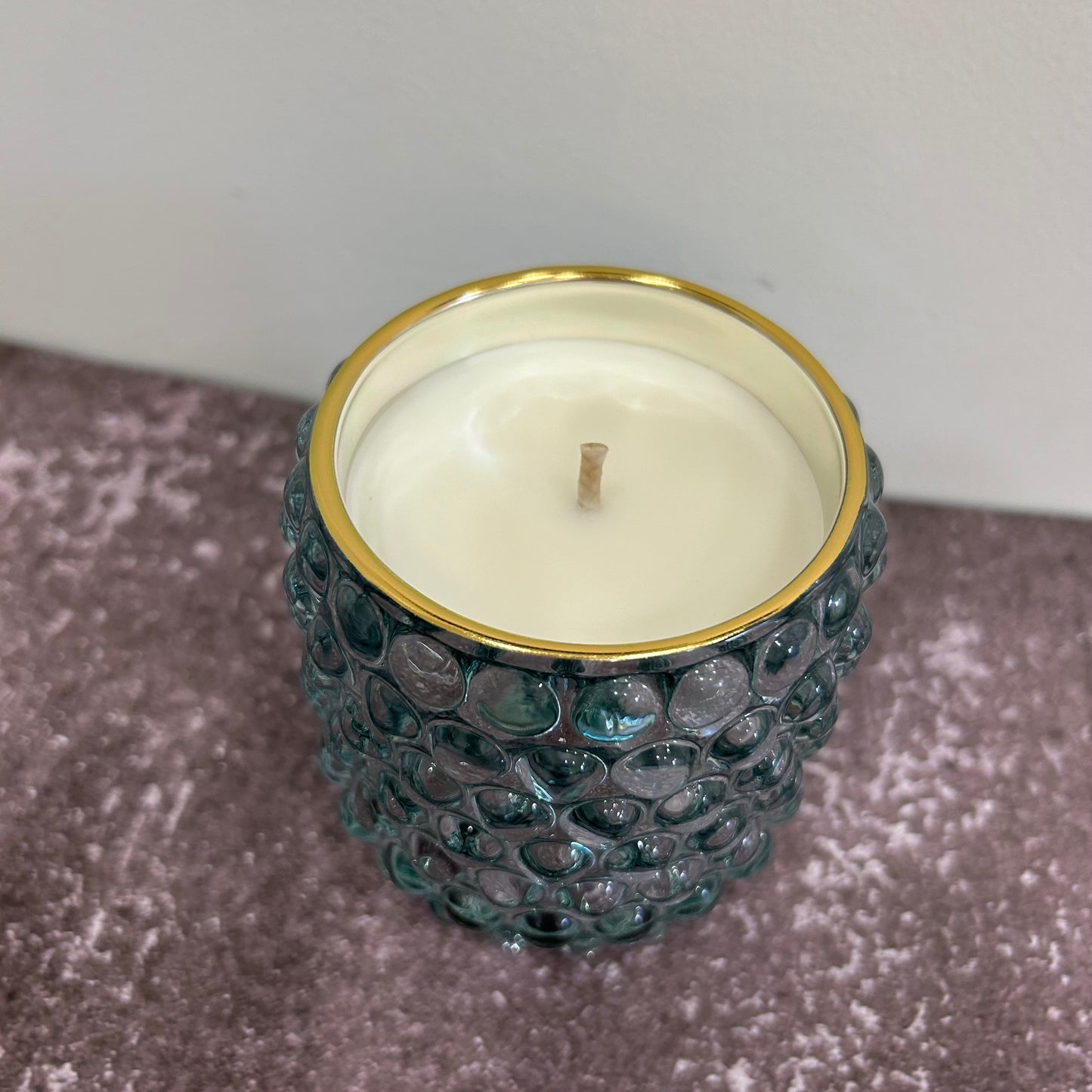 Bougie - Bois de Rose pot bleu ciel