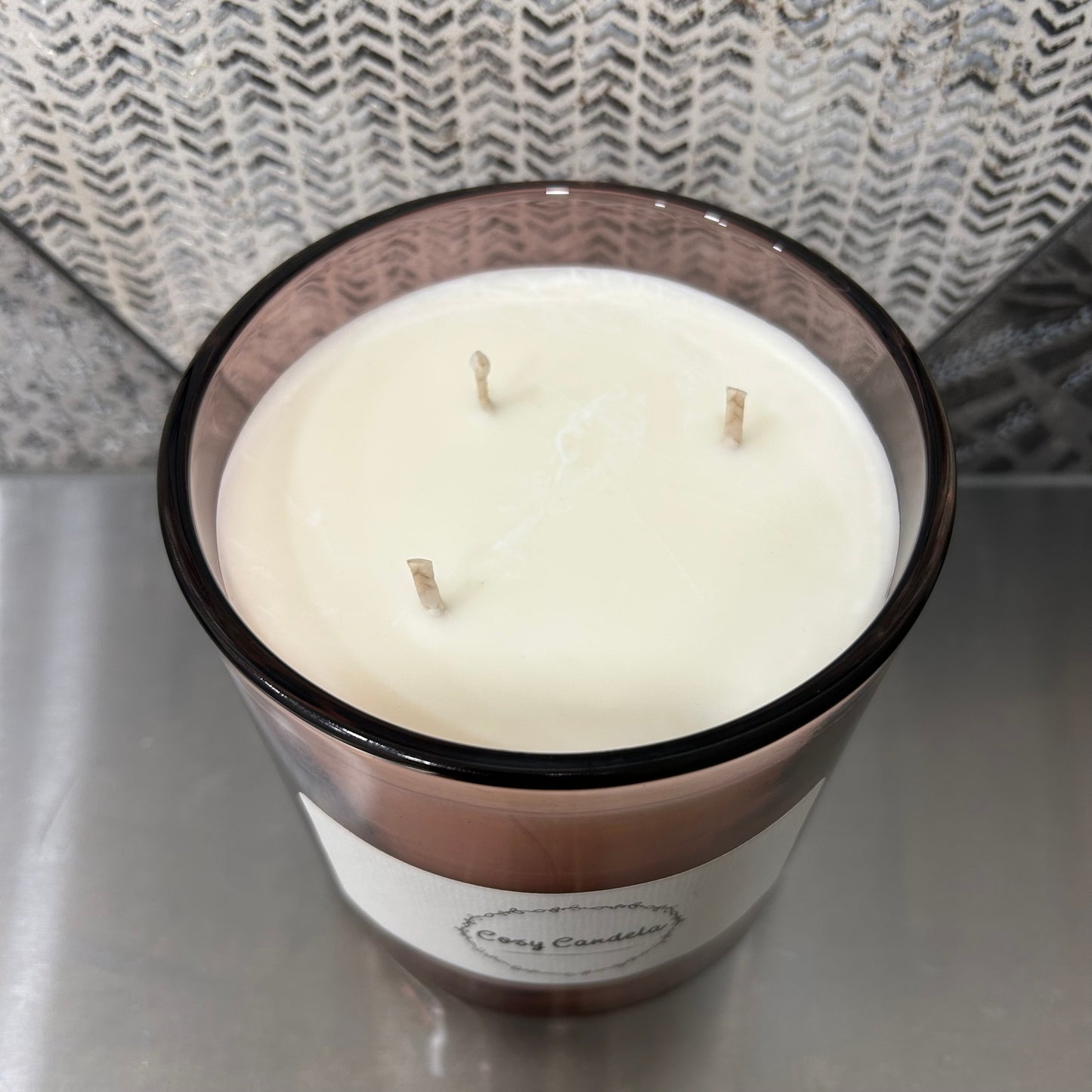 Bougie - Fleur de lin pot rose