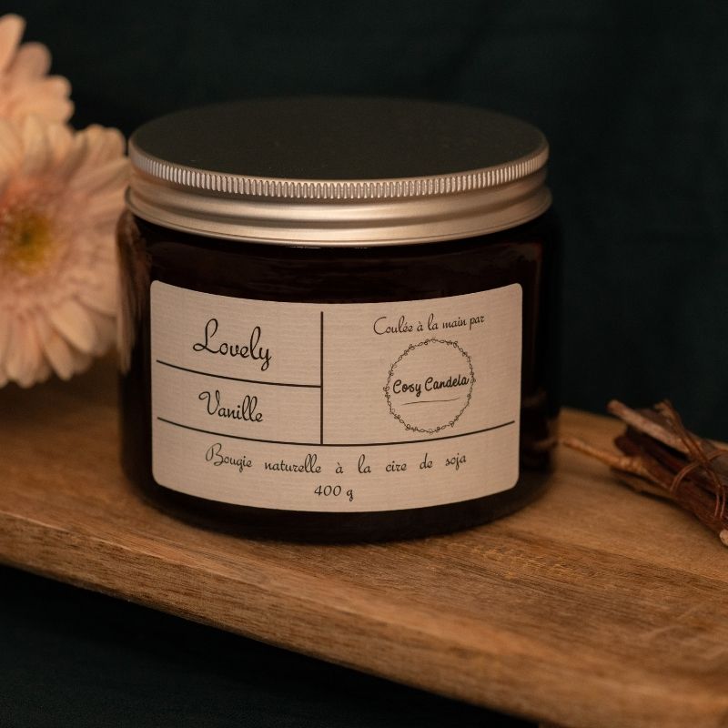 Lovely bougie artisanale parfumée à la vanille fabriquée en Bourgogne