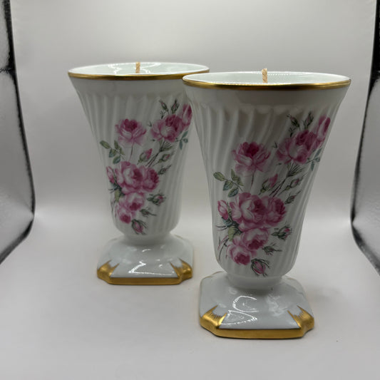 Bougie - Deux mazagrans fleur de coton