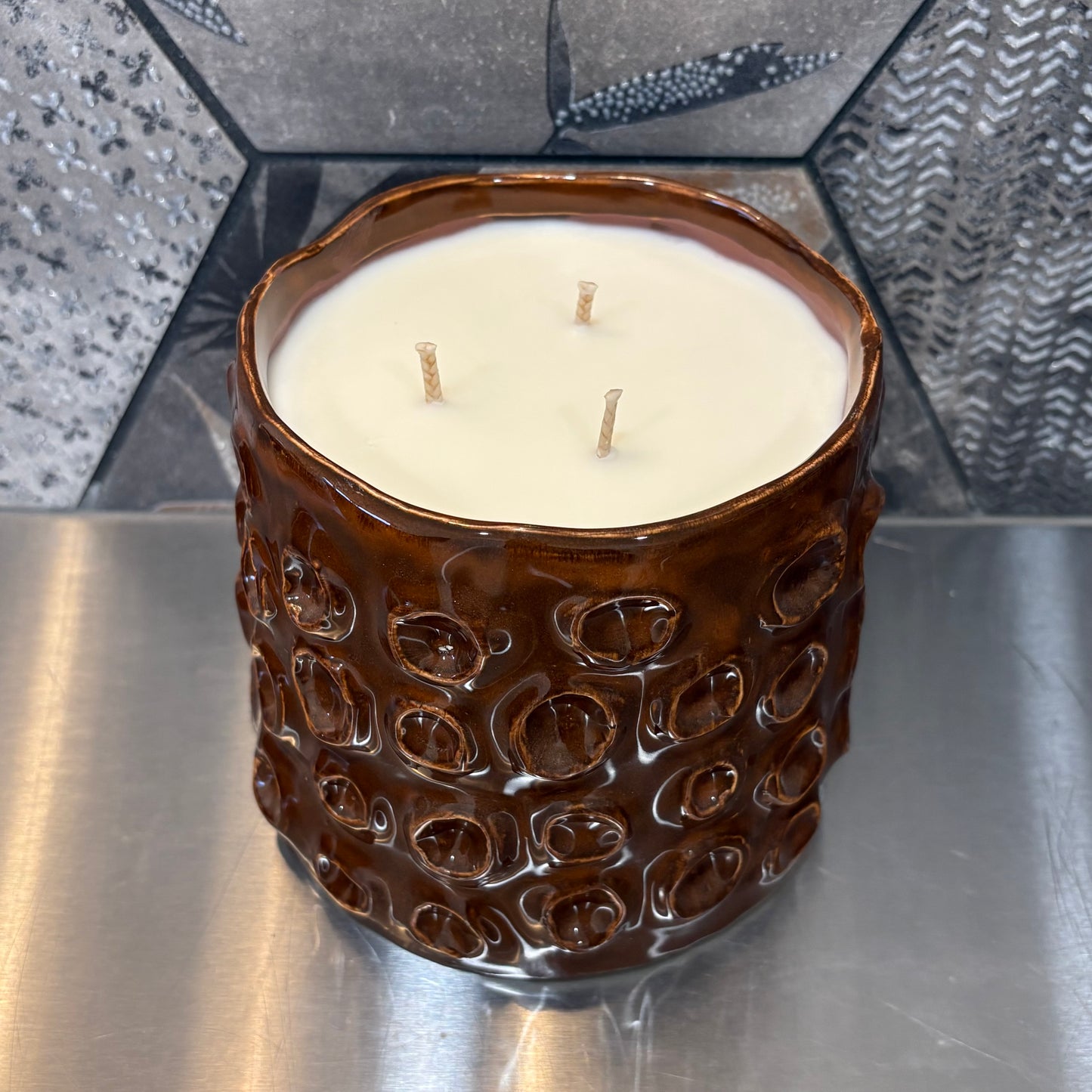 Bougie - Gros pot marron