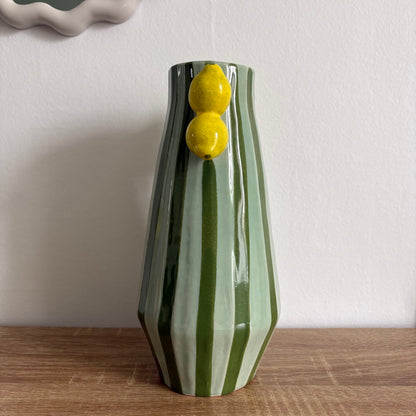 Vase rayé citron (grand)