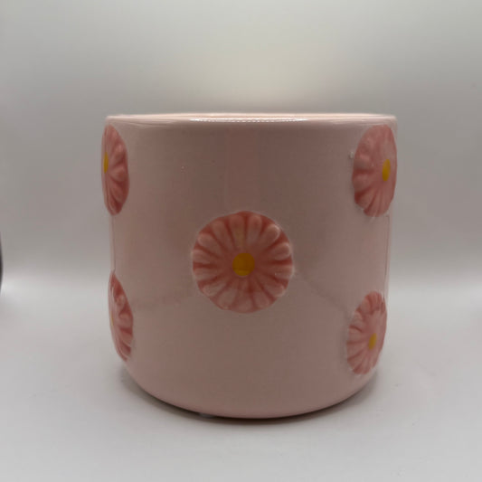 Bougie - Pot rose fleurs roses