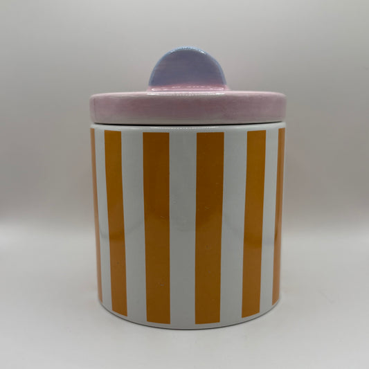 Bougie - Bonbonnière rayée violette