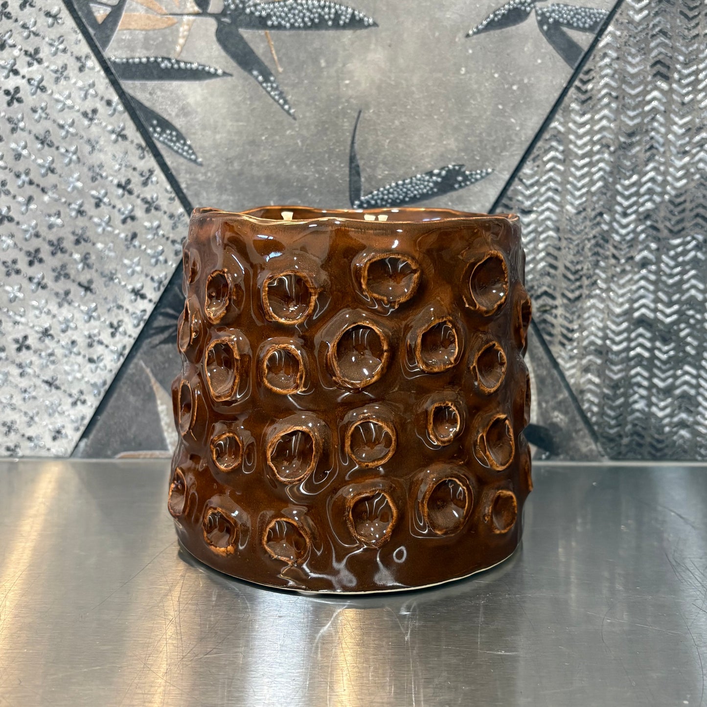 Bougie - Gros pot marron